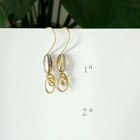 Boho Chic Beaded Dangle Earrings, Faceted Glass Jewelry, Artisan 1.5" - Picture 6 of 7